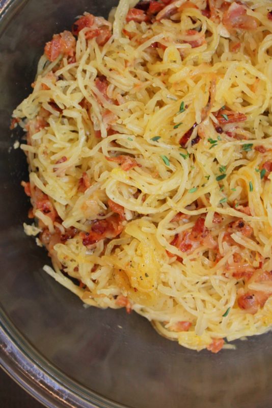 Spaghetti Squash with Bacon and Caramelized Onions | BearandBugEats.com