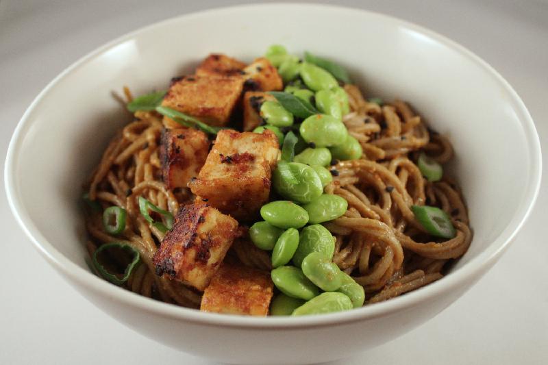 Closeup of Spicy Soba Protein Bowls