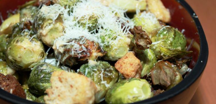 Roasted Brussels Caesar Salad | salad recipes | salad dressing recipes | BearandBugEats.com