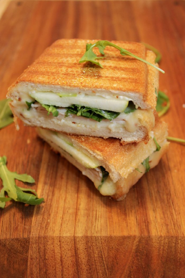 A healthy, savory sandwich with arugula, tart apple, and melty brie! | BearandBugEats.com