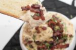 Warm Bacon Gruyere Dip with Caramelized Onion and Chive is great for football season, parties, or #InternationalBaconDay! | game day recipes | appetizer recipes | bacon recipes | BearandBugEats.com