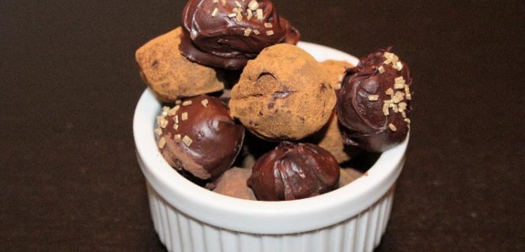 Bowl of finished dark chocolate mexican truffles
